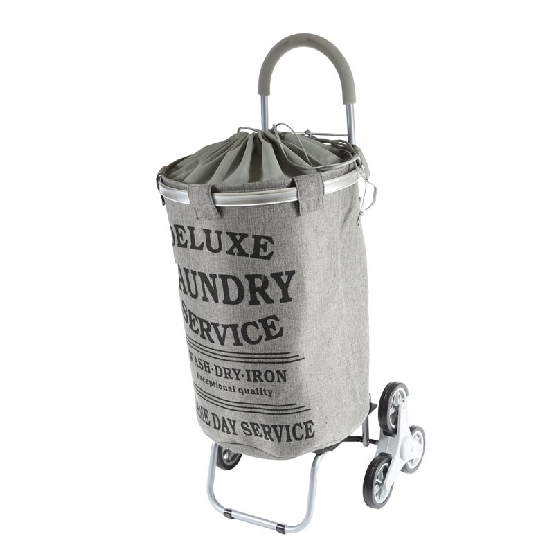 dbest products Stair Climber Laundry Trolley Dolly, Grey Laundry Bag Hamper Basket cart with wheels sorter - Image 1